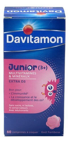 3773804 DAVITAMON Junior framboise 60pc – Image 1