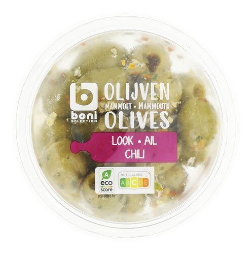 3855879 B mammouth olives ail et piment 150g – Image 1
