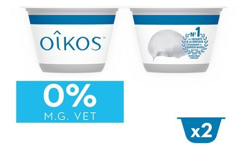 3950455 OIKOS Yaourt 0% nature 2x145g - Image 1