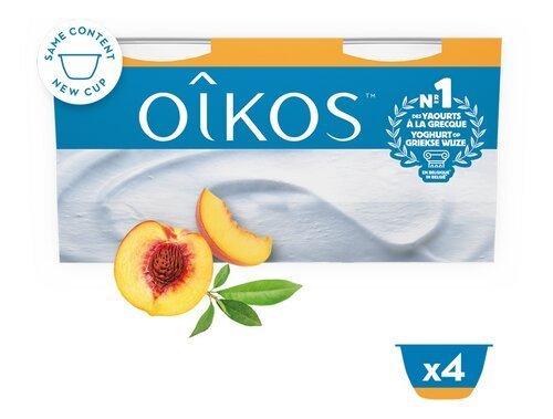 3950544 OIKOS yaourt entier pêche 4x115g - Image 1