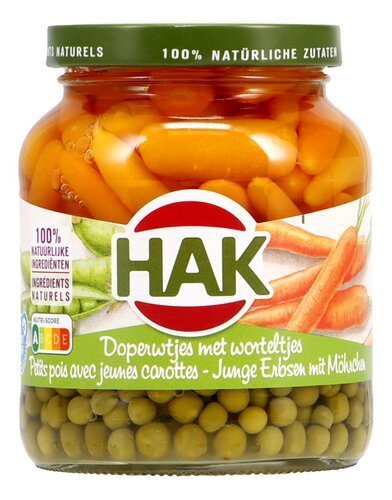 4006481 HAK pet.pois carottes extra fins 350g – Image 1