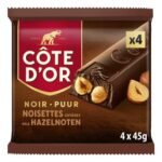CÔTE D'OR noir noisettes entières 4x45g