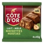 CÔTE D'OR lait noisettes 4x45g