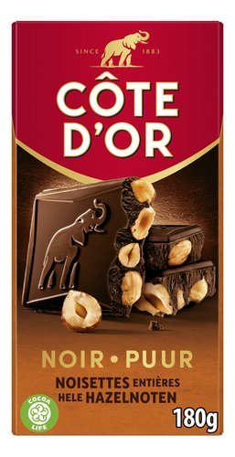 4034241 CÔTE D'OR Bloc noir noisettes 180g - Image 1