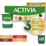 Activia Yaourt Entier | Fruits des bois | Rhubarbe | Framboise | Pruneau & Figue 8x125g